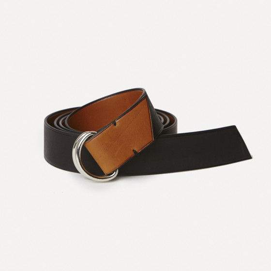 Berger rings in black and gold calfskin