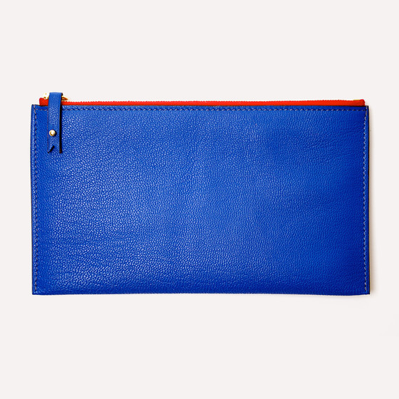 Pélican S, blue kidskin, red zipper