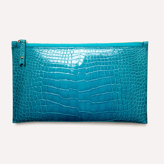 Pélican S, turquoise crocodile, turquoise zipper