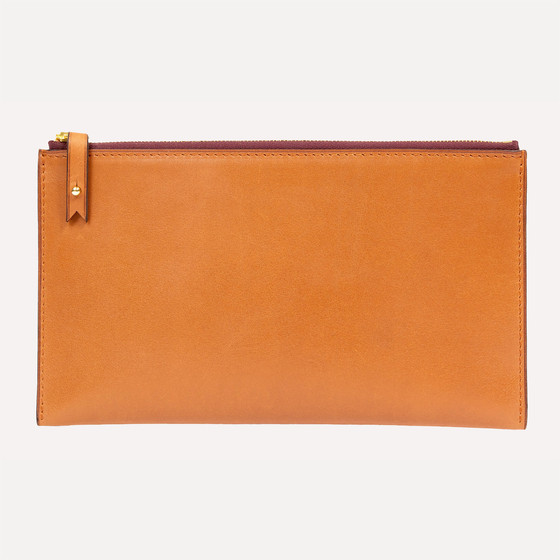 Pélican S, natural barenia calfskin, burgundy zipper