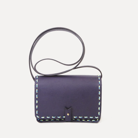 Casanova S navy calfskin, yellow & blue saddle rope