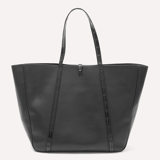 Feuillade L, black barenia calfskin, black crocodile