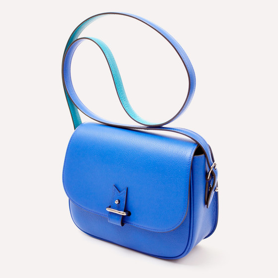 Rohan, chèvre, bleu, palladium, blue, kidskin, sac, bandoulière, shoulder, bag