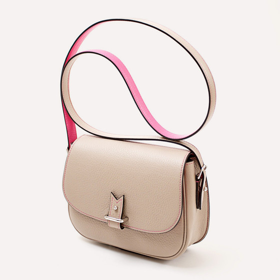 Rohan S, tourterelle bullcalf, pink kidskin lining, palladium plating