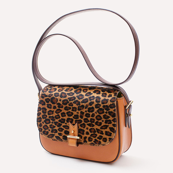 Rohan S, natural and chocolate barenia calfskin, leopard