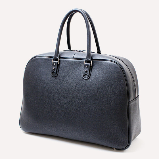 Saint-Roch L, black bullcalf, made-to-measure handles, red pigsuede lining