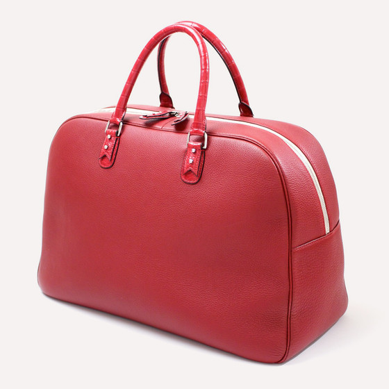Saint-Roch L, pauillac bullcalf, crocodile handles, linen canvas lining