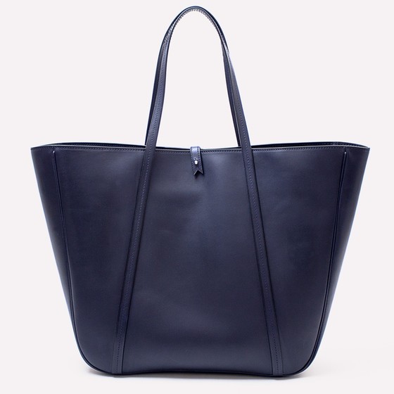 Feuillade L navy calfskin, pig suede kidskin and bleu violacé